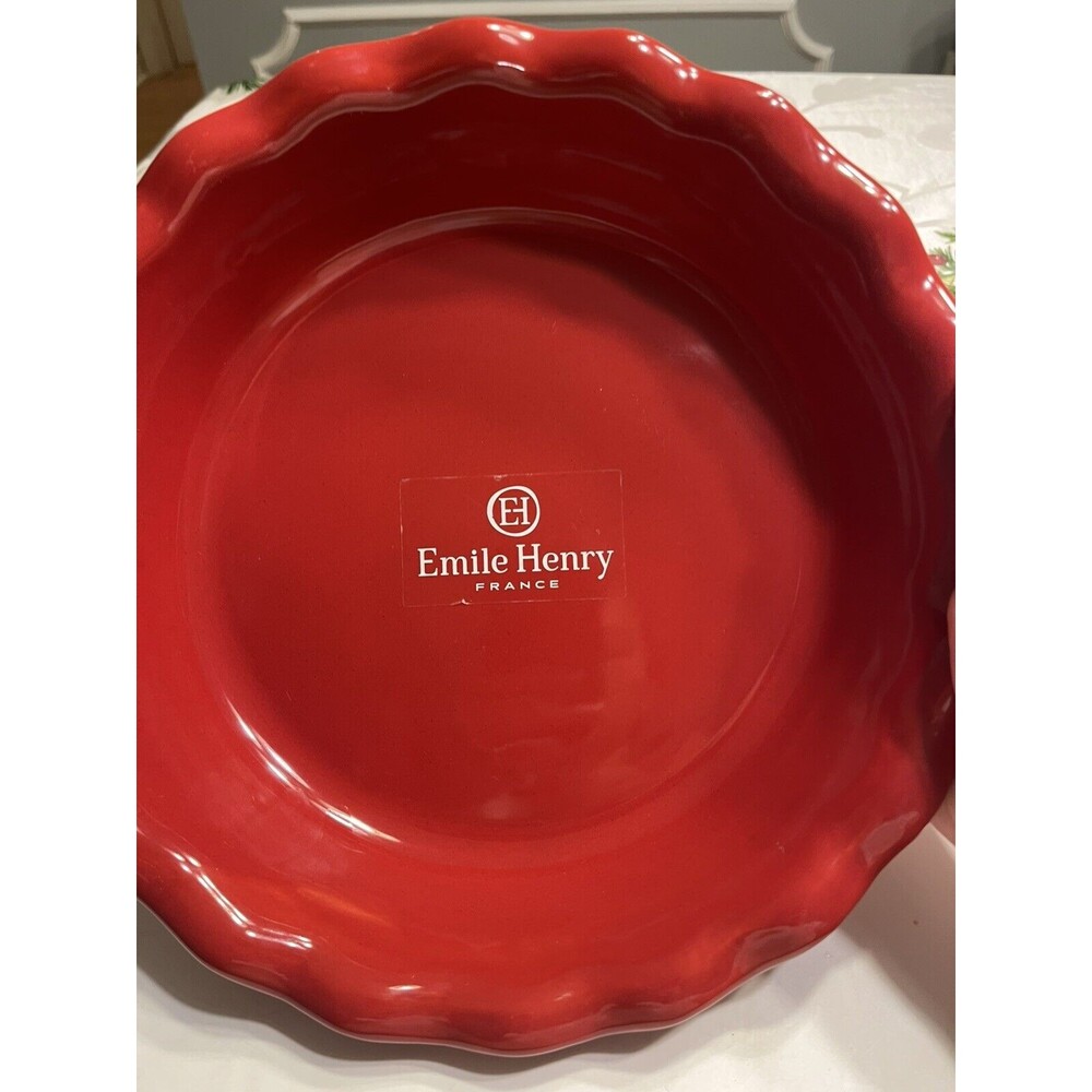 Emile Henry Made in France 10.5” Fruit Pie Tart Quiche Plate Ceramic Baking Dish